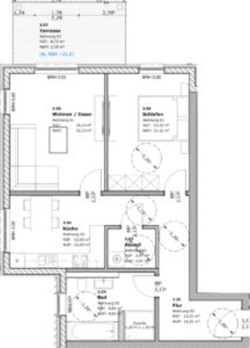 Beispielgrundriss 2-Zimmer-Wohnung